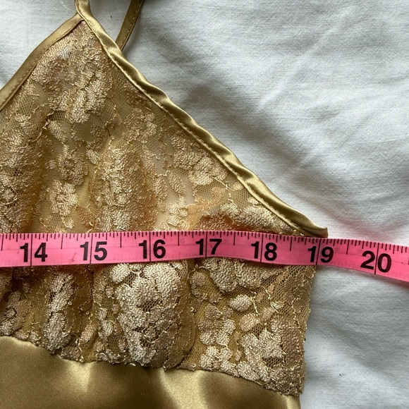 Vintage Victoria Steven’s Gold Slip Dress • Satin Lace Nightgown • Size Large - Picture 9 of 9